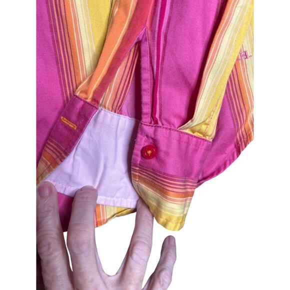 Vintage Tommy Hilfiger  Women’s long Sleeve  Medium Pink/Yellow  Shirt - Picture 4 of 8
